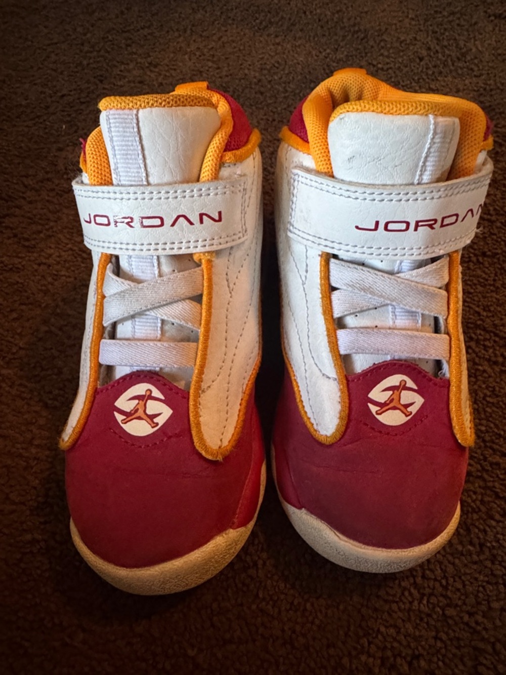 Jordan Kids White, Red & Orange High-Top Sneakers